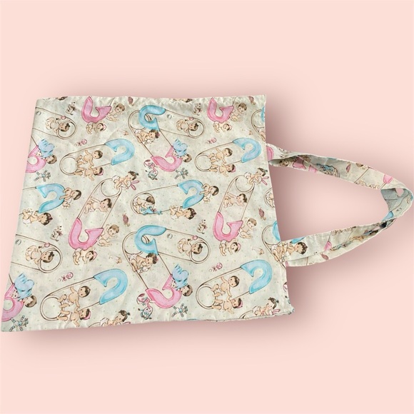 Handmade Vintage Baby Graphic Fabric Unisex Tote Bag - Picture 4 of 11